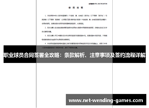 职业球员合同签署全攻略：条款解析、注意事项及签约流程详解