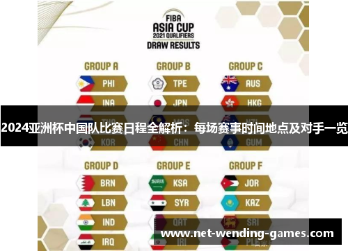 2024亚洲杯中国队比赛日程全解析:每场赛事时间地点及对手一览 2024亚洲杯中国队比赛日程全解析:每场赛事时间地点及对手一览